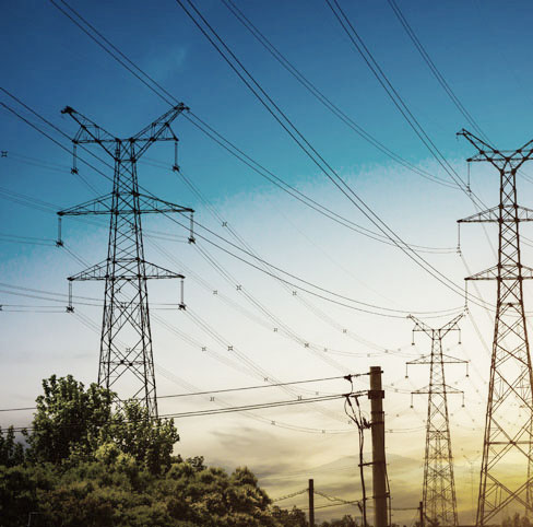 Skyline with powerlines